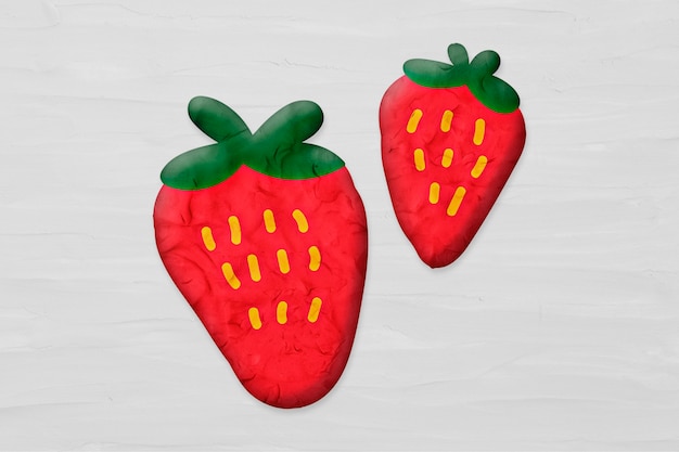 Free Photo strawberries in plasticine clay style