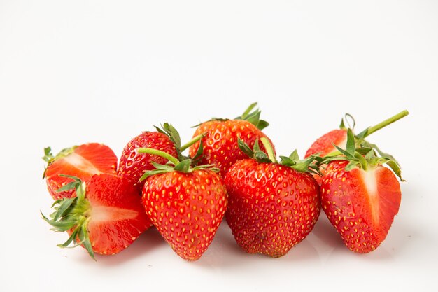 Strawberries on a white background