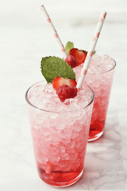 Strawberry and raspberry cocktails