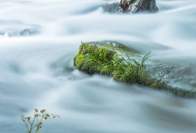 Free photo stream flowing through rocks