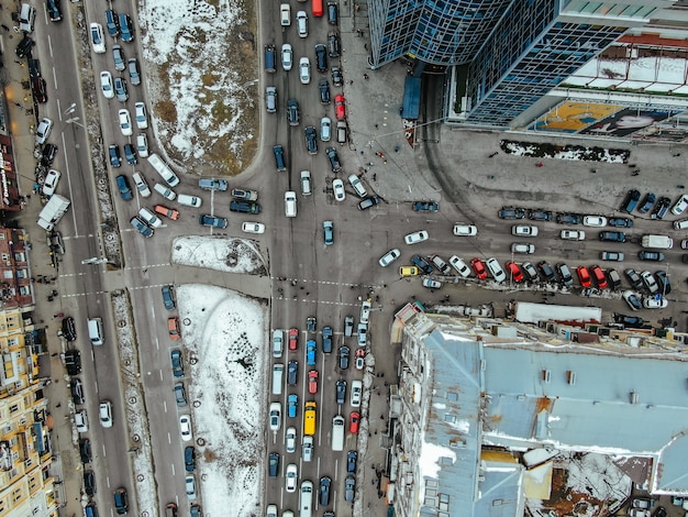 Street of the big city from a bird's eye view