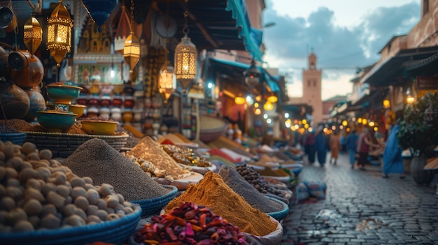 Free Photo street market at night