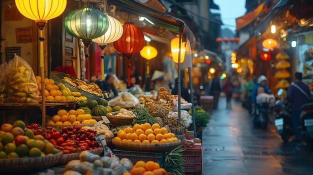 Free photo street market at night