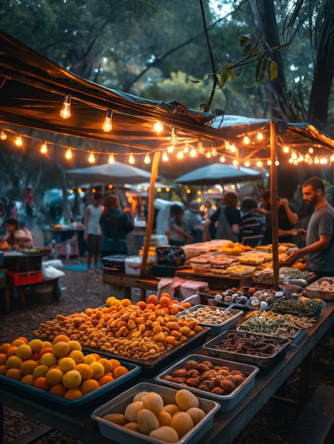 Free photo street market at night