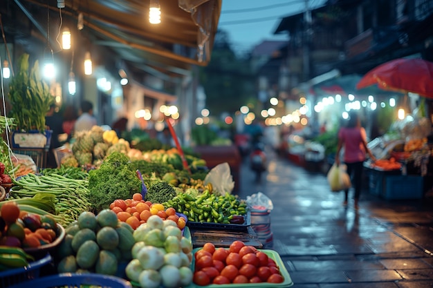 Free Photo street market at night