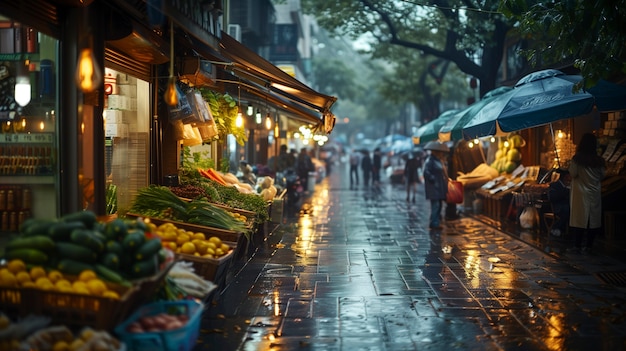 Free photo street market at night