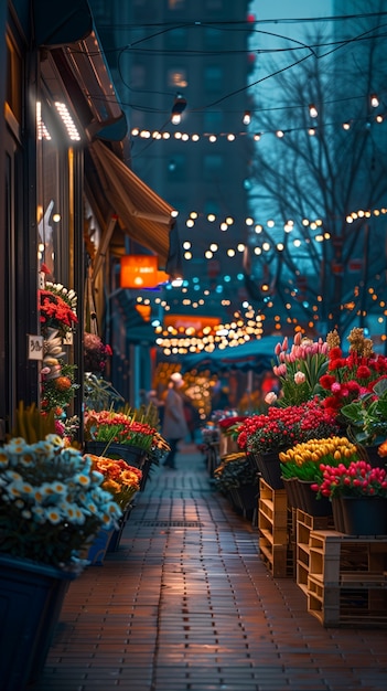 Free photo street market at night