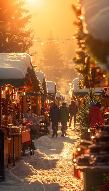 Street market at sunset