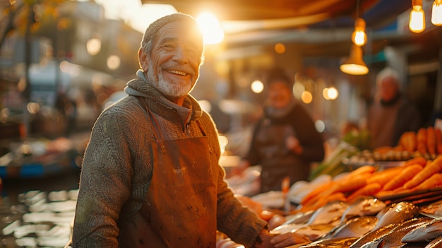 Street market at sunset