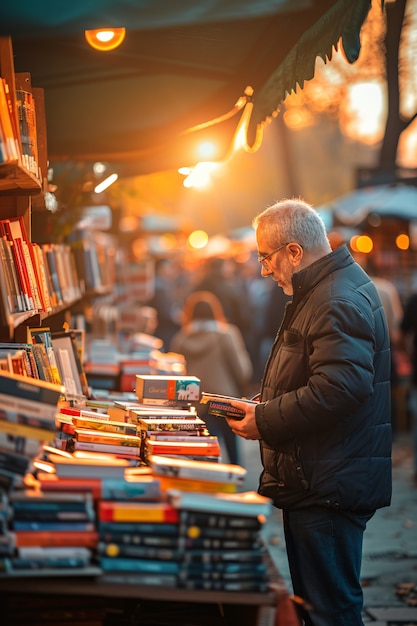 Street market at sunset