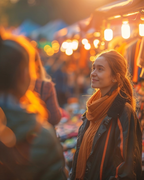 Street market at sunset