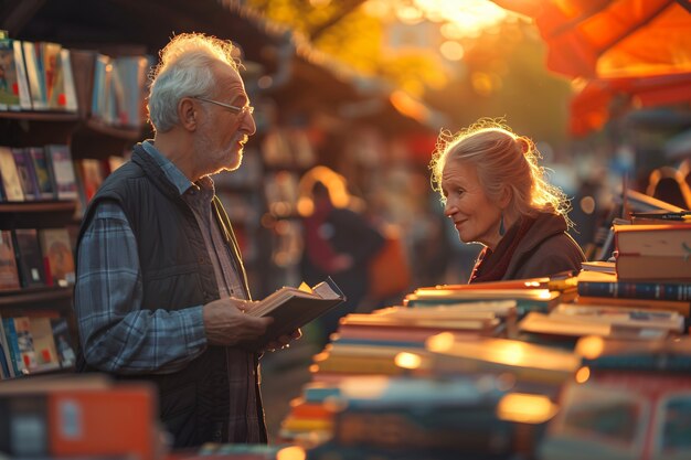 Street market at sunset