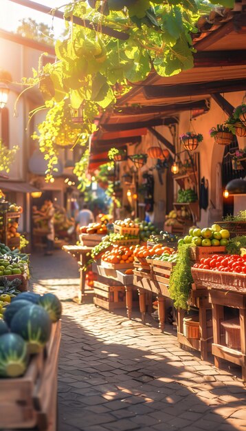 Street market at sunset