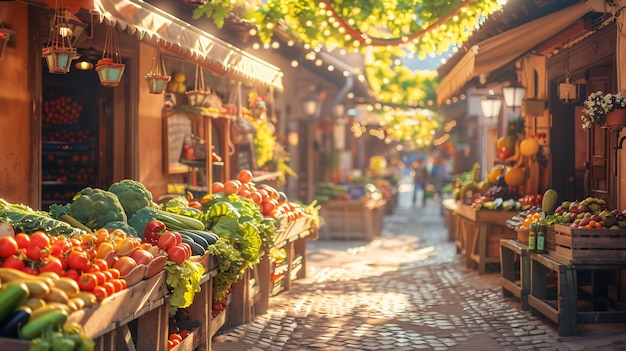 Street market at sunset