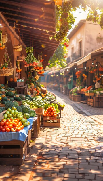 Street market at sunset