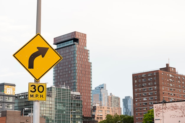 Street signs and buildings long shot 