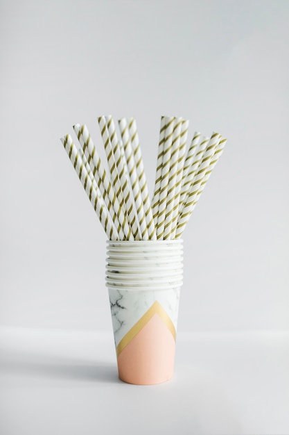 Free Photo strews inside paper cup