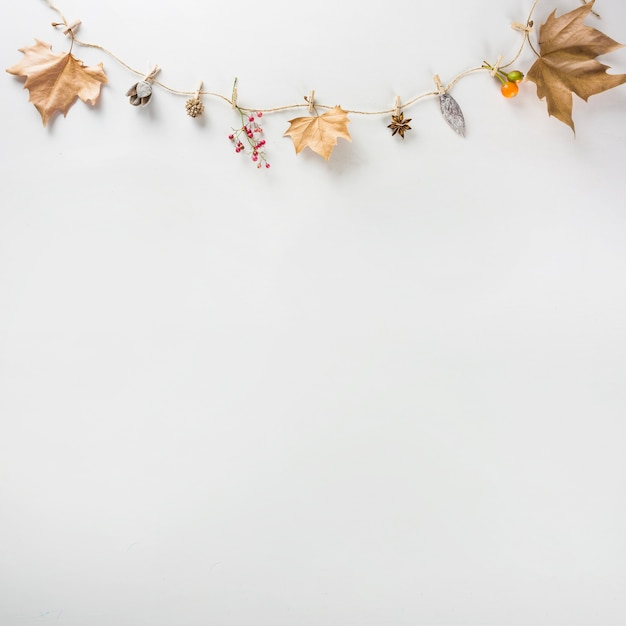 Free photo string decoration for autumn with space on bottom