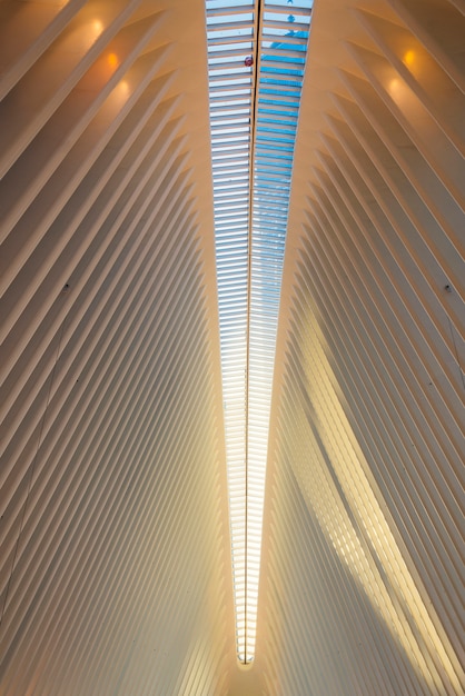 Free photo striped walls and roof of modern building