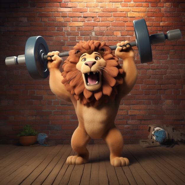 Strong lion training with barbell