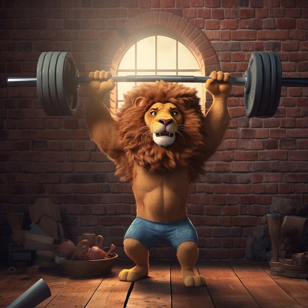 Strong lion training with barbell