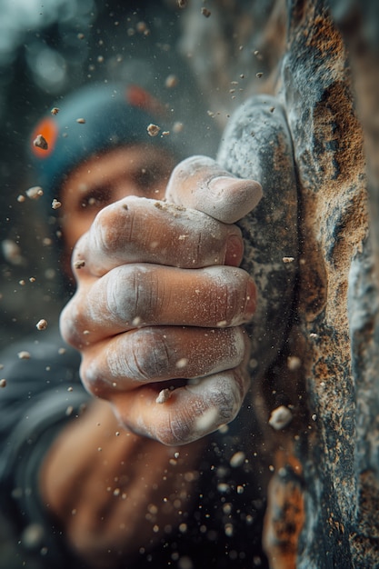 Free photo strong man bouldering