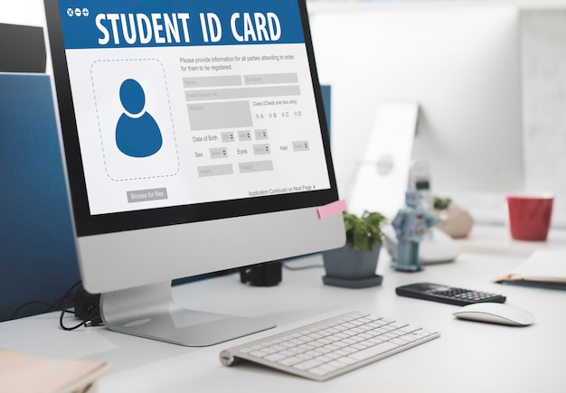 Free photo student id card identification data information education concept