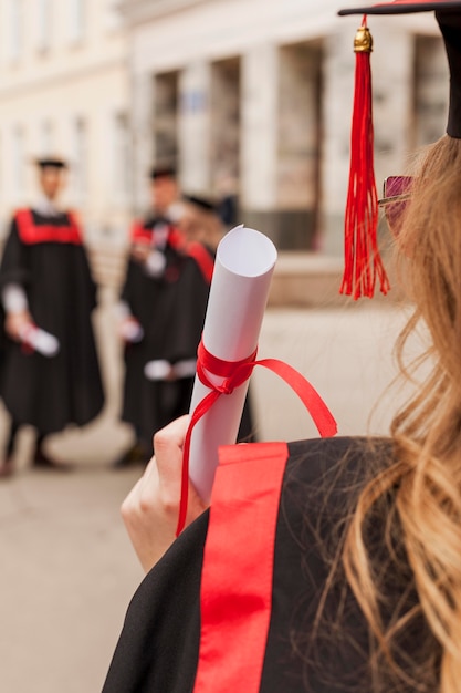 Students at graduation ceremony