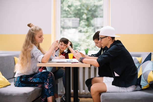 Students passing time together