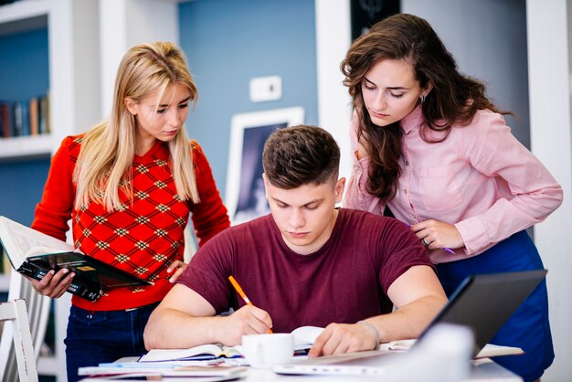 Students preparing for exam together