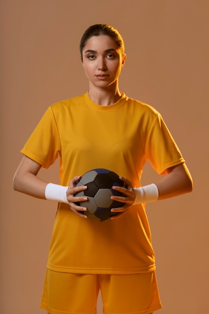 Studio portrait  of handball player