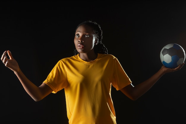 Studio portrait  of handball player