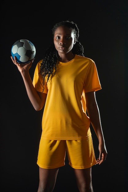 Studio portrait  of handball player