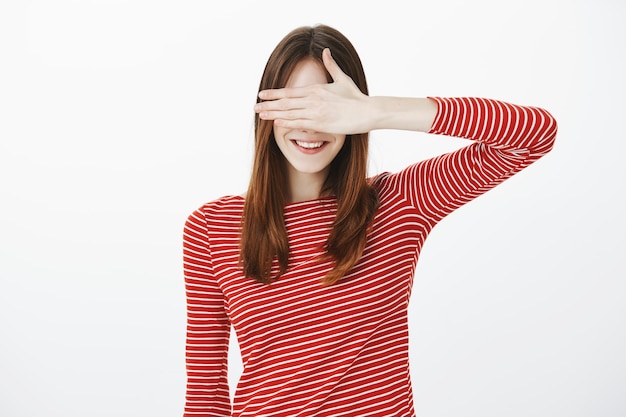 Studio shot of cute brunette girl