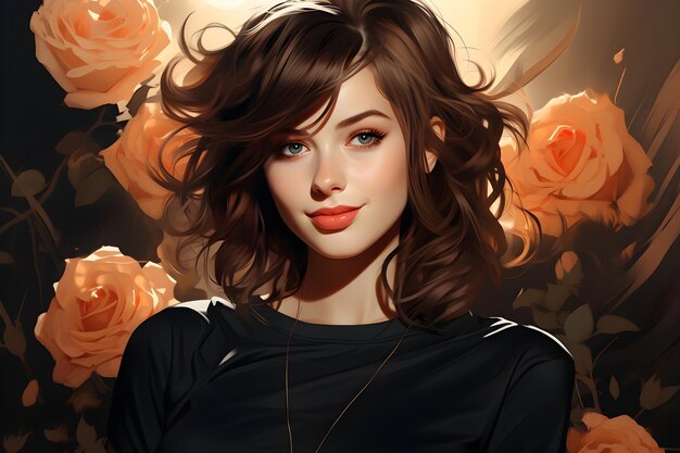 stunning girl cartoon illustration wallpaper