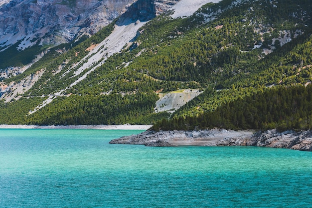 Stunning shot of mountainous landscape by the lake