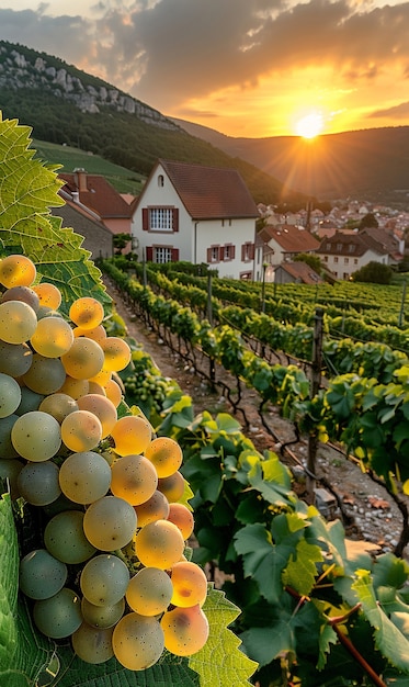 Free photo stunning view from vineyard with grapevines and nature