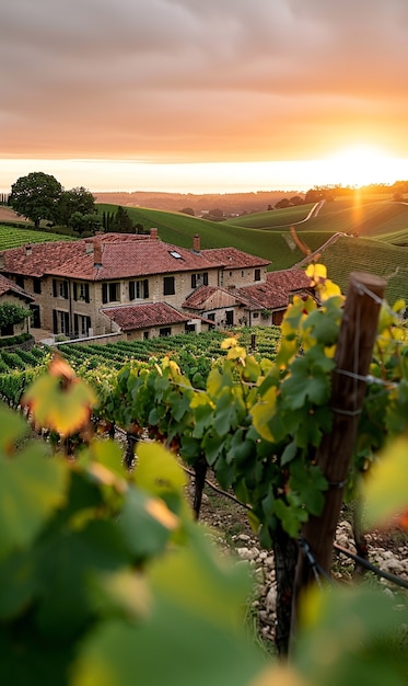 Free photo stunning view from vineyard with grapevines and nature