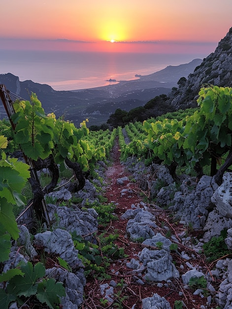 Free photo stunning view from vineyard with grapevines and nature