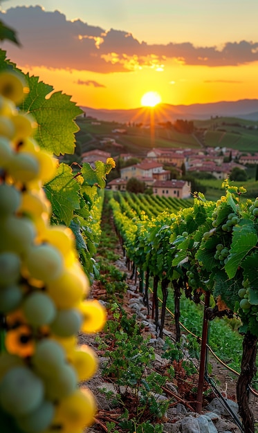 Free photo stunning view from vineyard with grapevines and nature