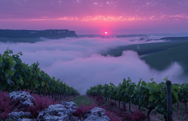 Free photo stunning view from vineyard with grapevines and nature