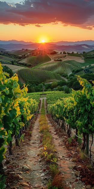 Free photo stunning view from vineyard with grapevines and nature