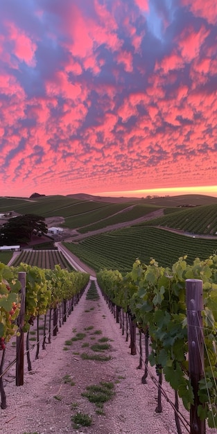 Free photo stunning view from vineyard with grapevines and nature