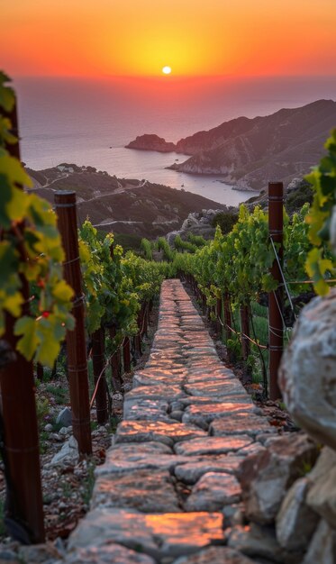 Stunning view from vineyard with grapevines and nature