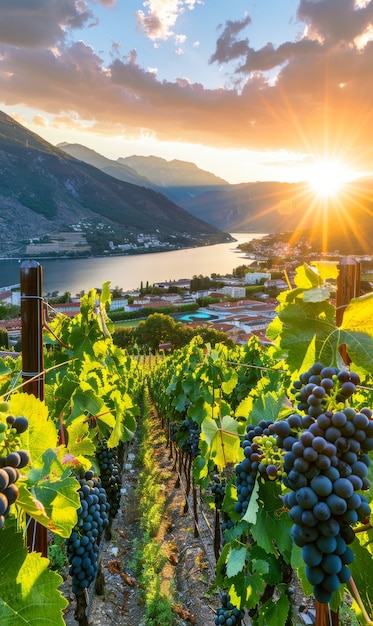 Free Photo stunning view from vineyard with grapevines and nature