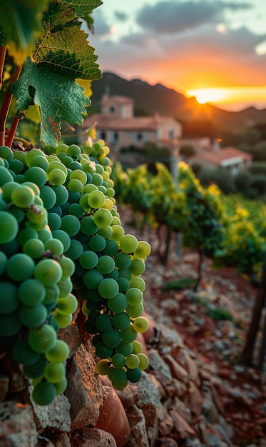 Free photo stunning view from vineyard with grapevines and nature