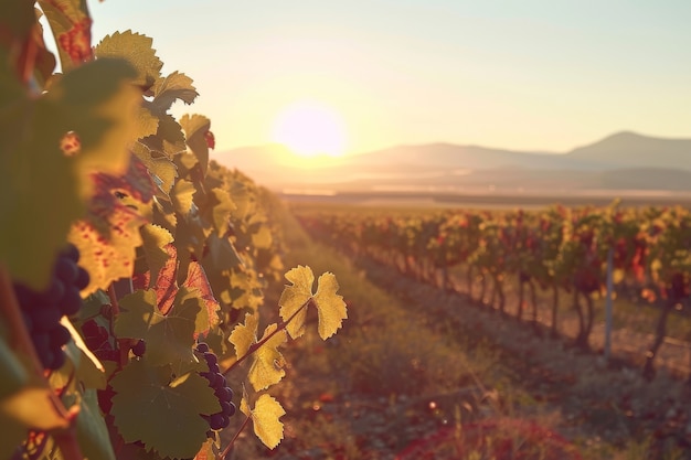 Stunning view from vineyard with grapevines and nature