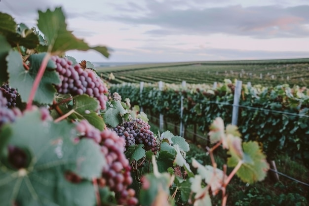 Stunning view from vineyard with grapevines and nature