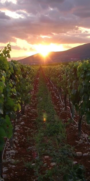 Free photo stunning view from vineyard with grapevines and nature