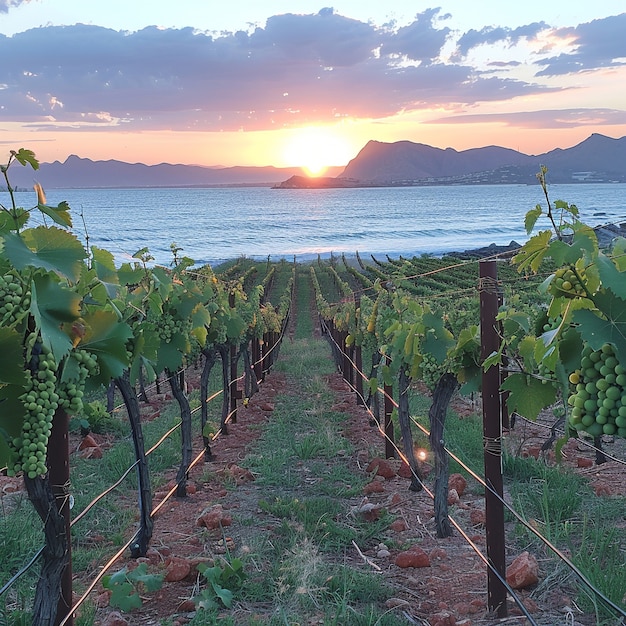 Free photo stunning view from vineyard with grapevines and nature